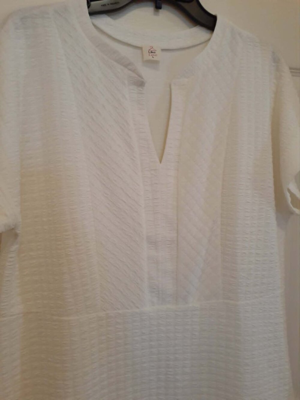 LIKE LOVE Short sleeve V-Neck Textured Blouse
